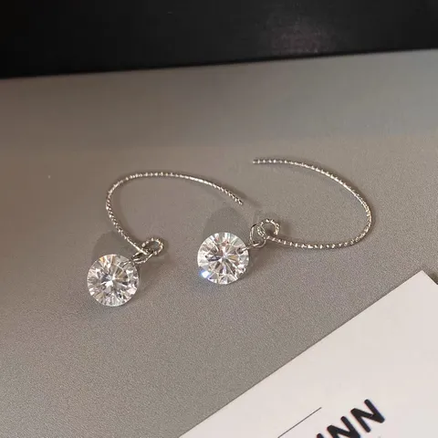 Boucles d'Oreilles Crochets en Argent Sterling 925 avec Strass Unique pour Femmes Pendantes Minimalistes Bijoux de Mode