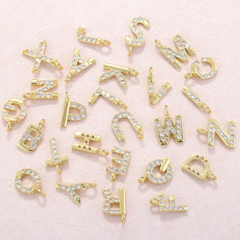 Cuivre Zirconia Lettre Anglaise Pendentif Charm DIY Fait Main Collier Bracelet Boucle D'Oreille Accessoires de Bijoux