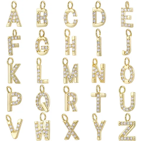Cuivre Zirconia Lettre Anglaise Pendentif Charm DIY Fait Main Collier Bracelet Boucle D'Oreille Accessoires de Bijoux