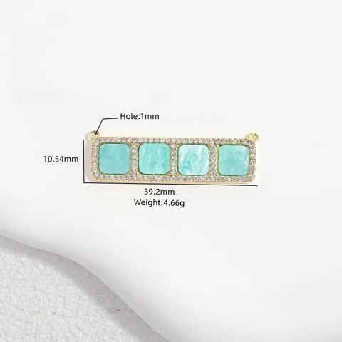 Luxury Copper Zircon Inlaid Rectangular Square Grid Pendant DIY Bracelet Necklace Connector Fashion Jewelry