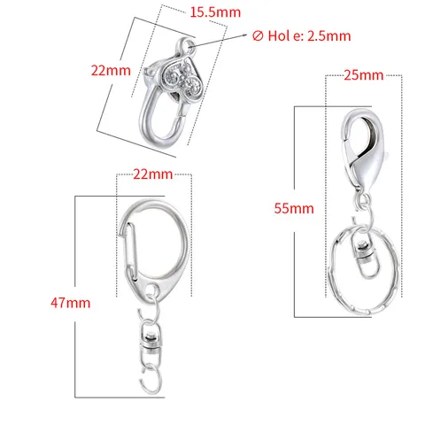 Personalized DIY Alloy Metal Keychain Lobster Claw D Ring Rotating Ring Chain Bag Charm Jewelry Making Accessories