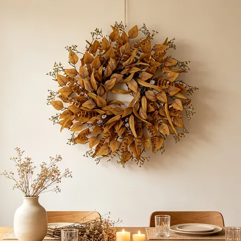 Autumn Wreath Artificial Eucalyptus Eucalyptus Leaves Door Hanging Harvest Festival Thanksgiving Maple Leaf Wreath