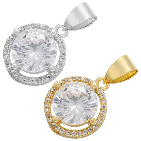 Kupfer Zirkonia Runder Anhänger DIY Schmuck Zubehör Gold Weißgold Plattiert Mikroeingelegt Zirkon Anhänger