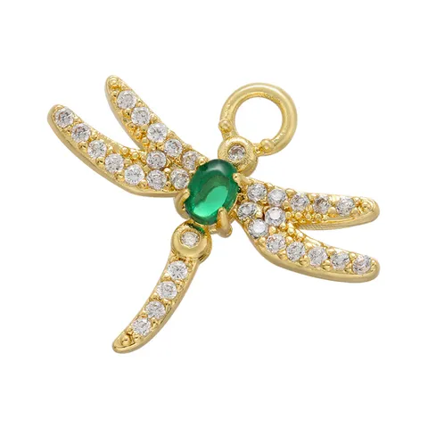 Brass Dragonfly Pendant Accessory DIY Jewelry Making Gold Rhodium Plated Zirconia Stone Charm Findings