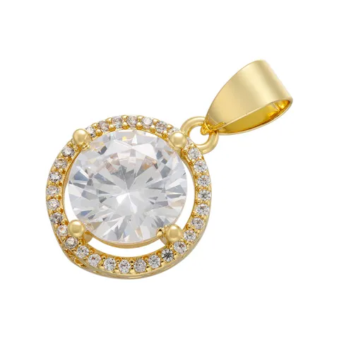 Kupfer Zirkonia Runder Anhänger DIY Schmuck Zubehör Gold Weißgold Plattiert Mikroeingelegt Zirkon Anhänger