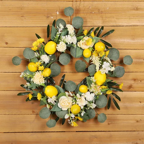 Ghirlanda di Fiori Artificiali Primaverili Peonia Foglia di Ulivo Ghirlanda di Limone Pianta in Seta Pendente per Arredamento Parete