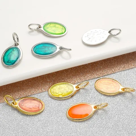 Pendentif Portrait en Émail Plaqué Or En Cuivre Ovale Accessoire de Bijoux de Bricolage Pour Femmes