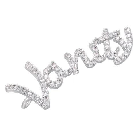 Kupfer Mikroeingelegt Zirkonia Englisches Wort Vanity Buchstabe Anhänger DIY Halskette Ohrring Mode Schmuck Zubehör