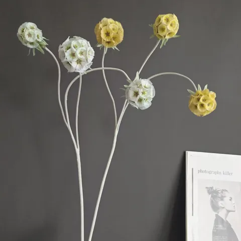 Flor de Seda Artificial de Fruta Anémona Aflockada Rama Única Decoración de Hogar Boda Nórdica Accesorio de Fotografía Floral