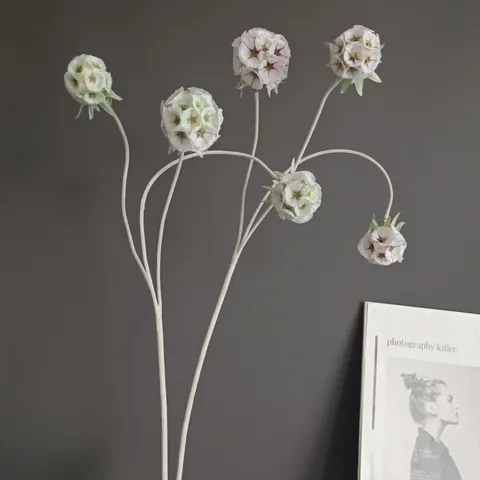 Flor de Seda Artificial de Fruta Anémona Aflockada Rama Única Decoración de Hogar Boda Nórdica Accesorio de Fotografía Floral