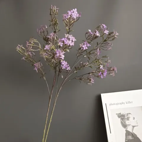Flor de Lila Artificial Rama Sencilla Planta de Plástico Hogar Nórdico Hotel Boda Arreglo Floral Decoración del Hogar