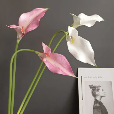 Nordischer Stil Künstliche Calla Lily Blume PVC Doppelter Kopf Calla Lily Für Zuhause Hochzeit Party Fenster Display Dekoration