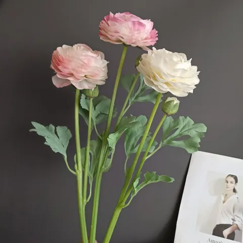 Artificial Ranunculus Flower Silk Fake Peony Stem For Home Wedding Party Photography Decoration Floral Arranging