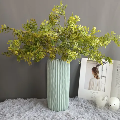 Ramas de Hojas de Moringa de Islandia Artificiales Vegetación Falsa para Decoración del Hogar Boda Navidad Arreglo Floral Planta de Plástico