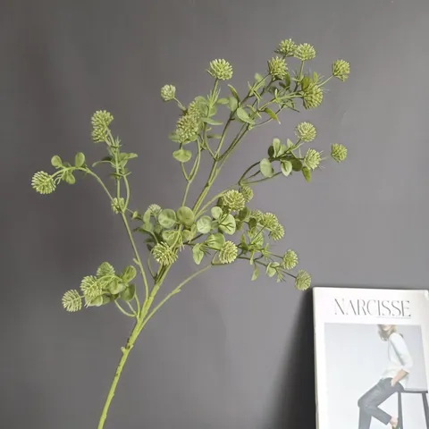 Rama de Fruta Artificial Tallo de Baya Verde Único Planta Falsa de Plástico Para Decoración del Hogar Boda Navidad Arreglo Floral