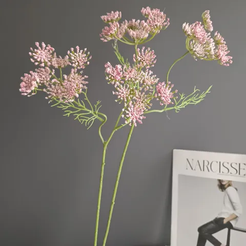 Rama de Flor de Encaje Artificial de Plástico Flor Falsa para Decoración Moderna del Hogar Boda Fiesta Arreglo Floral
