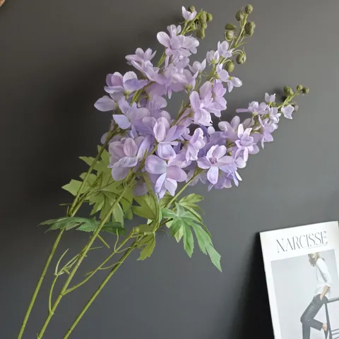 Flor de Delphinium Artificial Impresión 3D Tallo de Flor de Seda Falsa Para Decoración del Hogar Nórdica Fiesta de Boda