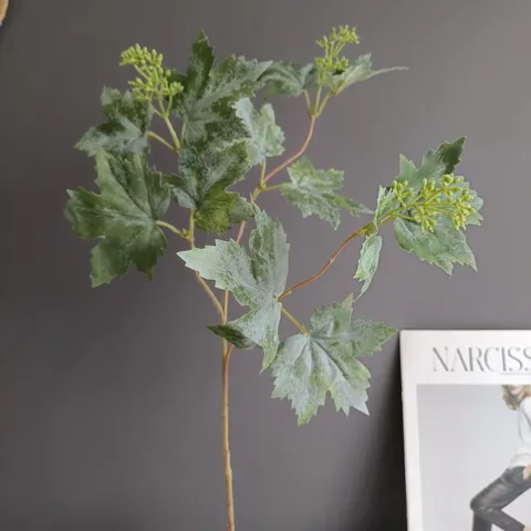 Rama de Hoja de Arce Artificial Flor de Seda Tallo de Verdor Para Decoración de Interior de Hogar Hotel Estilo Nórdico