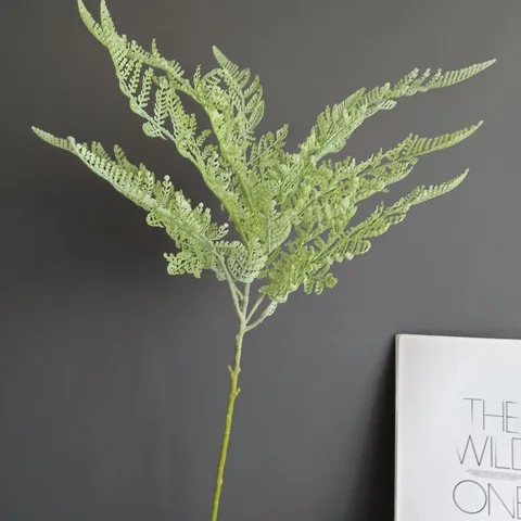 Estilo Nórdico Rama de Helecho de Plástico Suave Artificial Tallo de Planta Verde Realista Para Decoración de Hogar Boda Hotel