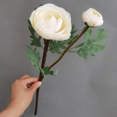 European Artificial Peony Flower 2 Heads Silk Ranunculus Stem For Home Hotel Wedding Decor Fake Floral Arrangement