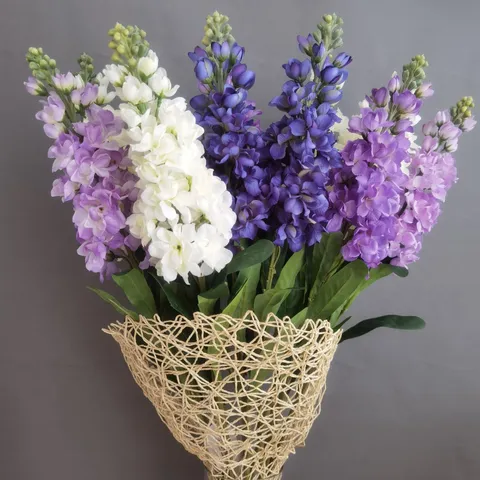 Estilo Nórdico Flor Artificial Violeta Espuela de Caballero Seda Falsa Flor Tallo Largo para Decoración del Hogar Fotografía de Bodas