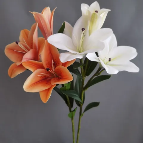 Flores de Lirio Artificiales Tacto Suave Tacto Real Tallo de Lirio para Hogar Habitación Hotel Boda Fiesta Decoración Accesorios de Fotografía