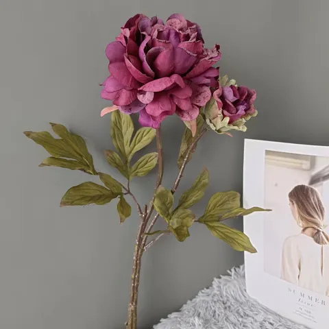 Flor de Peonía Luoyang Artificial Vintage de Tela de Seda Con Exquisita Artesanía Ideal Para Decoración Del Hogar y Fiesta de Bodas