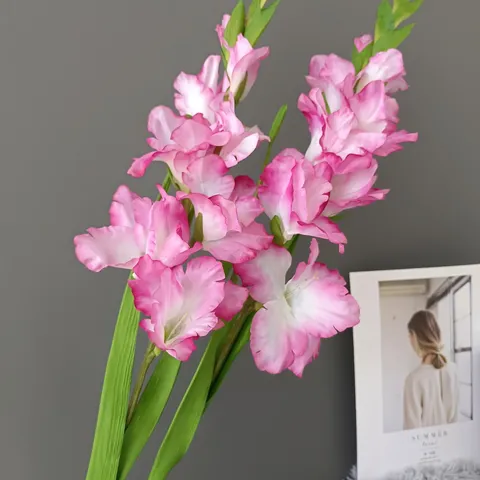 Flor Artificial Rama Larga Gladiolo Flor de Seda Para Decoración del Hogar Hotel Boda