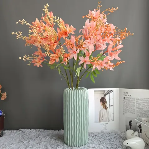 Nordic Style Artificial Wild Bamboo Flower Silk Flower Branch Home Living Room Hotel Wedding Decorative Fake Flower