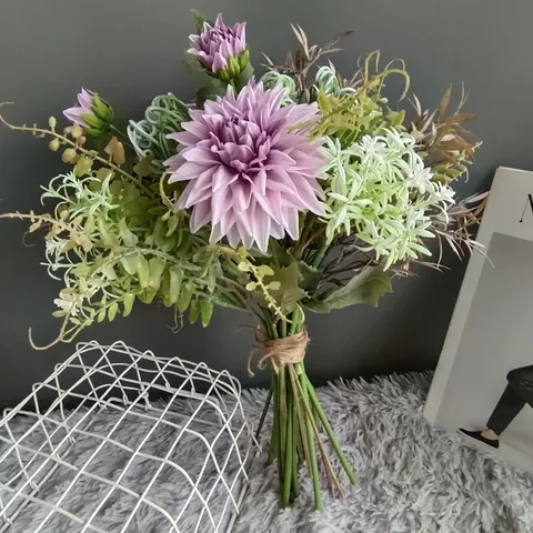 Artificial 3D Dahlia Flower Bundle Silk Flowers Mauve Bouquet For Nordic Home Decor Wedding Party Photography Props