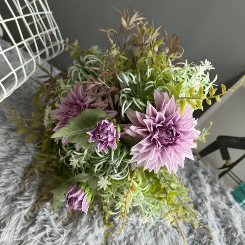 Artificial 3D Dahlia Flower Bundle Silk Flowers Mauve Bouquet For Nordic Home Decor Wedding Party Photography Props