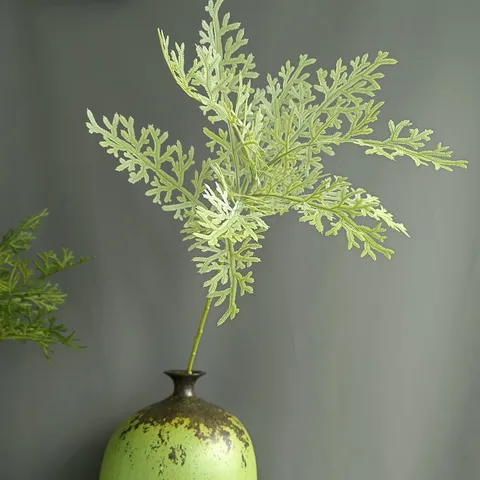 Hoja de Helecho Cuerno de Ciervo Artificial Rama Sencilla Caucho Suave Planta Falsa Para Decoración de Hogar Boda Hotel