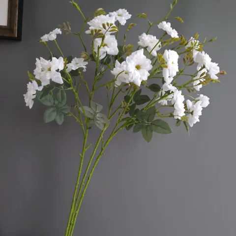 Nordic Cream Style Artificial Rose Flower Branch Silk Wild Rose For Home Decor Wedding Party Simulation Plant