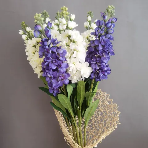 Estilo Nórdico Flor Artificial Violeta Espuela de Caballero Seda Falsa Flor Tallo Largo para Decoración del Hogar Fotografía de Bodas