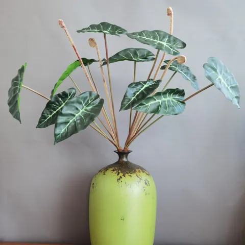 Artificial Green Plants 8 Head Elephant Ear Leaf Bundle Fake Flowers Nordic Home Decor Hotel Fake Plants Greenery Decor