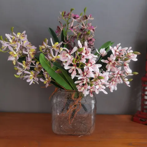 Rama de Flor de Orquídea Artificial Impresión 3D Flor de Seda para Hogar Moderno Hotel Boda Arreglo Floral Decorativo