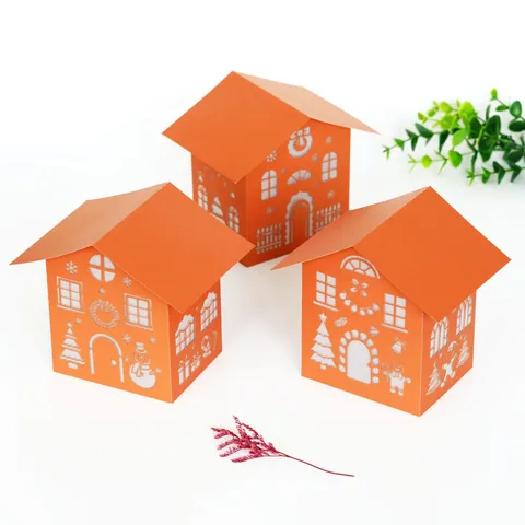 Christmas Paper Lampshades 5 Styles Laser Cut Hollow House Lanterns Xmas Tree Snowman Desktop Decorations Holiday Party Decor