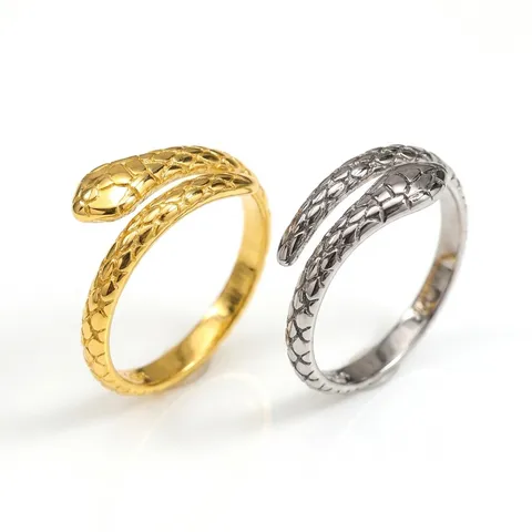 Vintage Schlangen Open Ring Titanstahl Geometrische Skala Paar Fingerring Mode Schmuck Geschenk Für Damen Herren