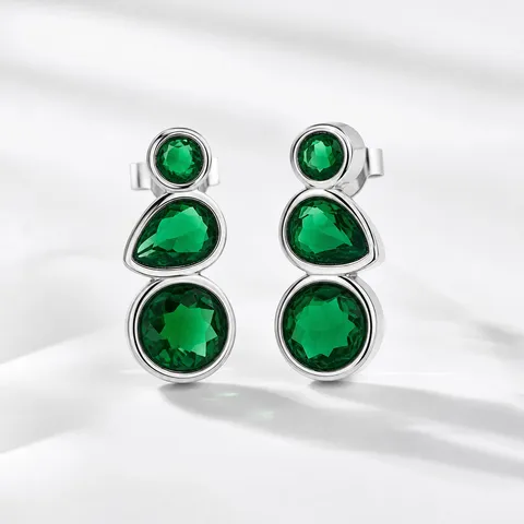 Minimalist Titanium Steel Geometric Drop Earrings With Colorful Simulated Gemstone Rhinestone Elegant Women Fashion Jewelry