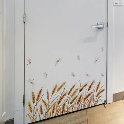 PVC Self-Adhesive Wheat Ear Fence Waistline Wall Sticker For Bedroom Living Room Kids Room Home Background Decorative Sticker