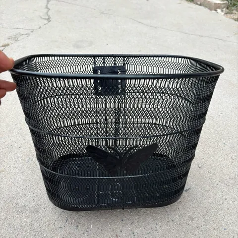Black Metal Mesh Bicycle Basket With Butterfly Decor Front Bike Wire Basket And Bracket Cycling Storage Accessories
