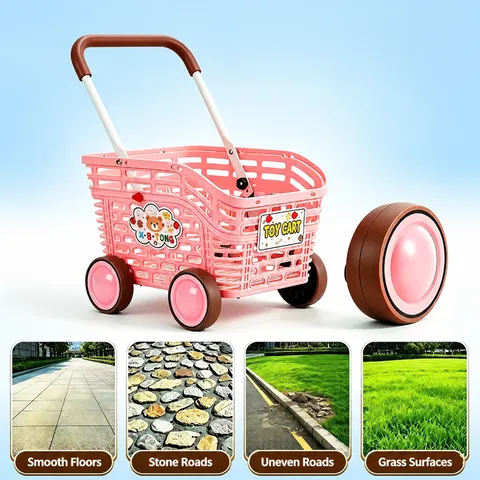 Multifunctional Kids Shopping Cart Baby Walker Toy Four Wheel Push Toy Toddler Push Cart Storage Cart Children Toy