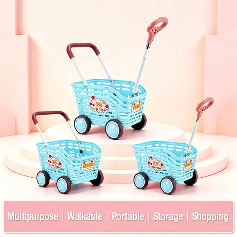 Multifunctional Kids Shopping Cart Baby Walker Toy Four Wheel Push Toy Toddler Push Cart Storage Cart Children Toy