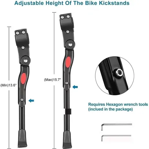 Cavalletto per Bicicletta in Lega di Alluminio Regolabile Cavalletto Laterale per Montaggio Posteriore per Mountain Bike Supporto per Parcheggio Ciclismo