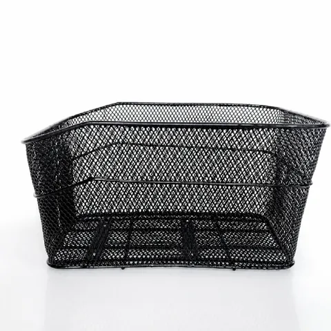 Large Metal Bicycle Rear Basket Wire Mesh Bike Rack Cargo Carrier With Slanted Edge For Mountain Bikes Daily Storage
