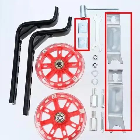 Roues d'Entraînement pour Vélo d'Enfant Support Métallique Robuste Roues Lumineuses Stabilisateurs de Vélo Accessoires de Cyclisme