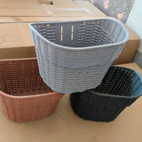 Plastic Woven Bicycle Front Basket Cycling Handlebar Storage Basket For Mountain Bike Electric Scooter