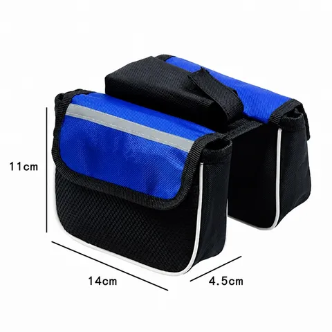 Bicycle Top Tube Bag Mountain Road Bike Front Frame Pouch Cycling Accessories Waterproof Storage Bag With Reflective Strip