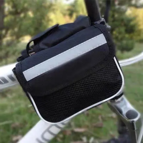 Bicycle Top Tube Bag Mountain Road Bike Front Frame Pouch Cycling Accessories Waterproof Storage Bag With Reflective Strip