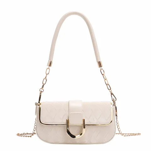 Sac Sous-Bras Matelassé Mode pour Femmes Sac Bandoulière en Cuir PU avec Chaîne